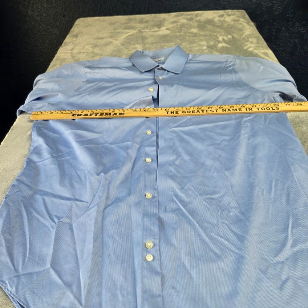 Calvin Klein Mens Button Up Shirt Size 16.5 34/35 Blue Non Iron Slim Long Sleeve - Picture 5 of 6
